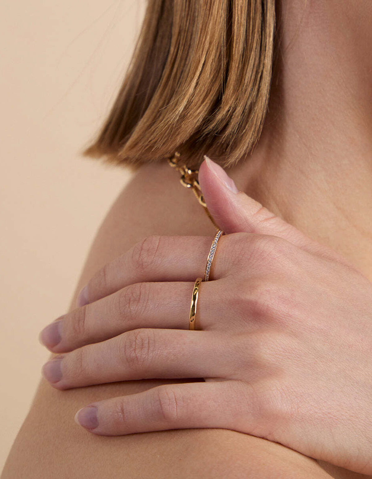 Crystal Stacking Ring - Gold