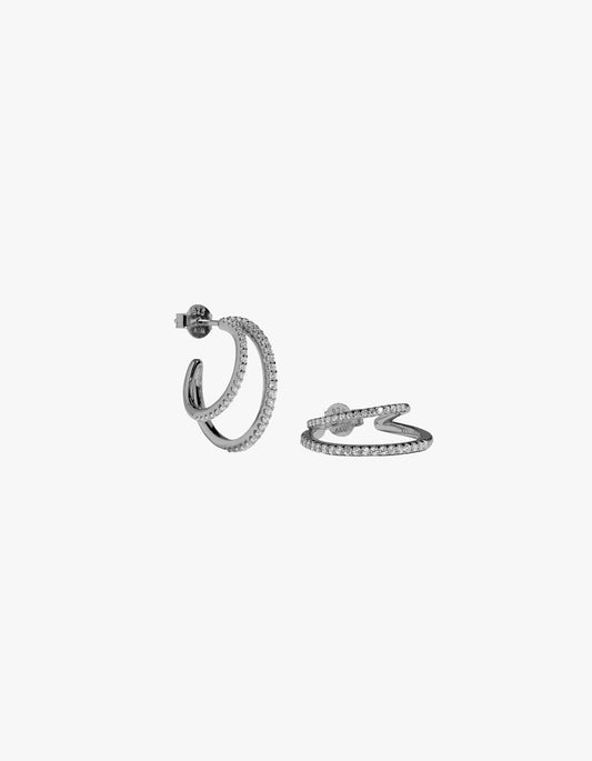 Illusion Crystal Hoops - Silver