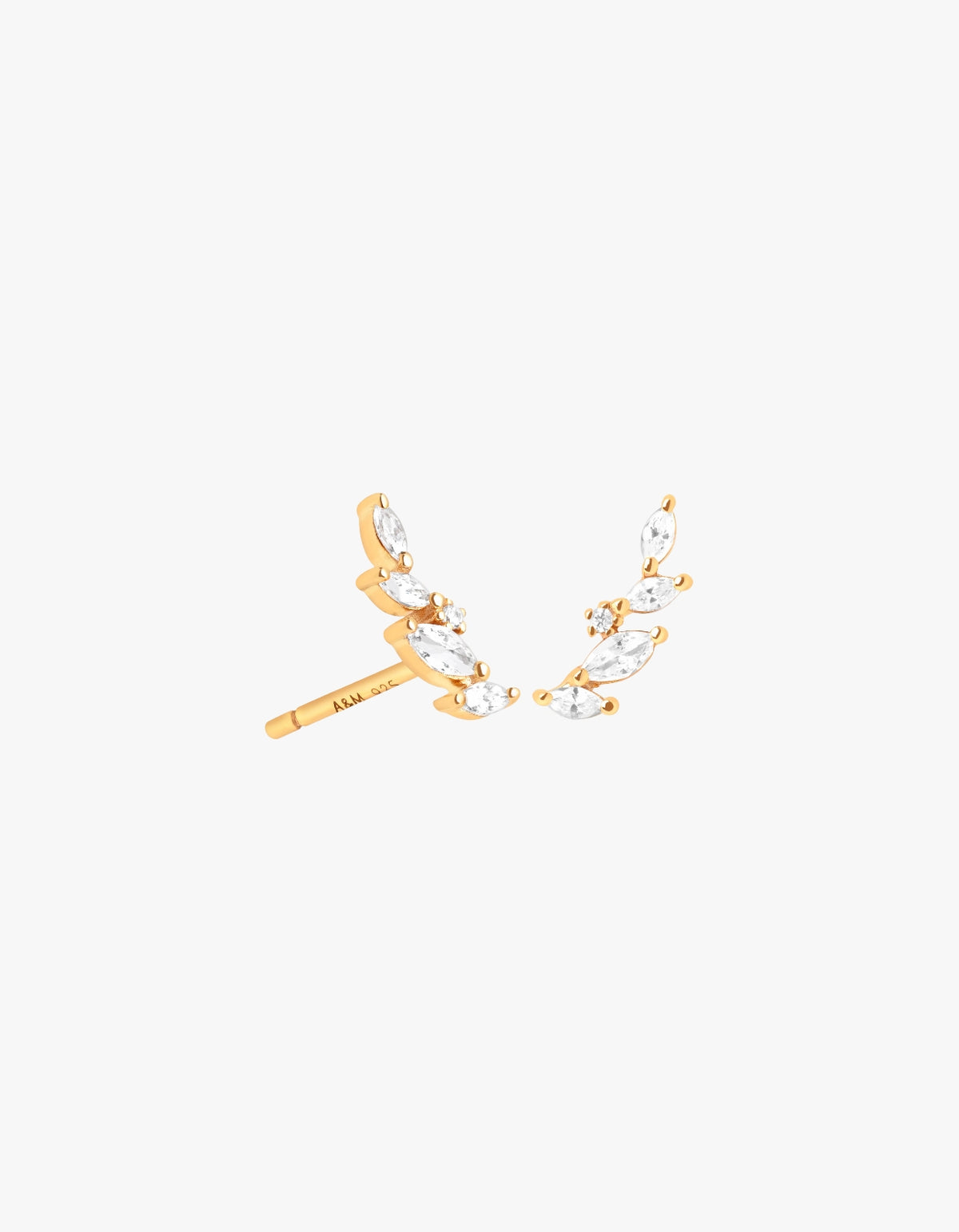 Navette Crystal Climber Studs - Gold