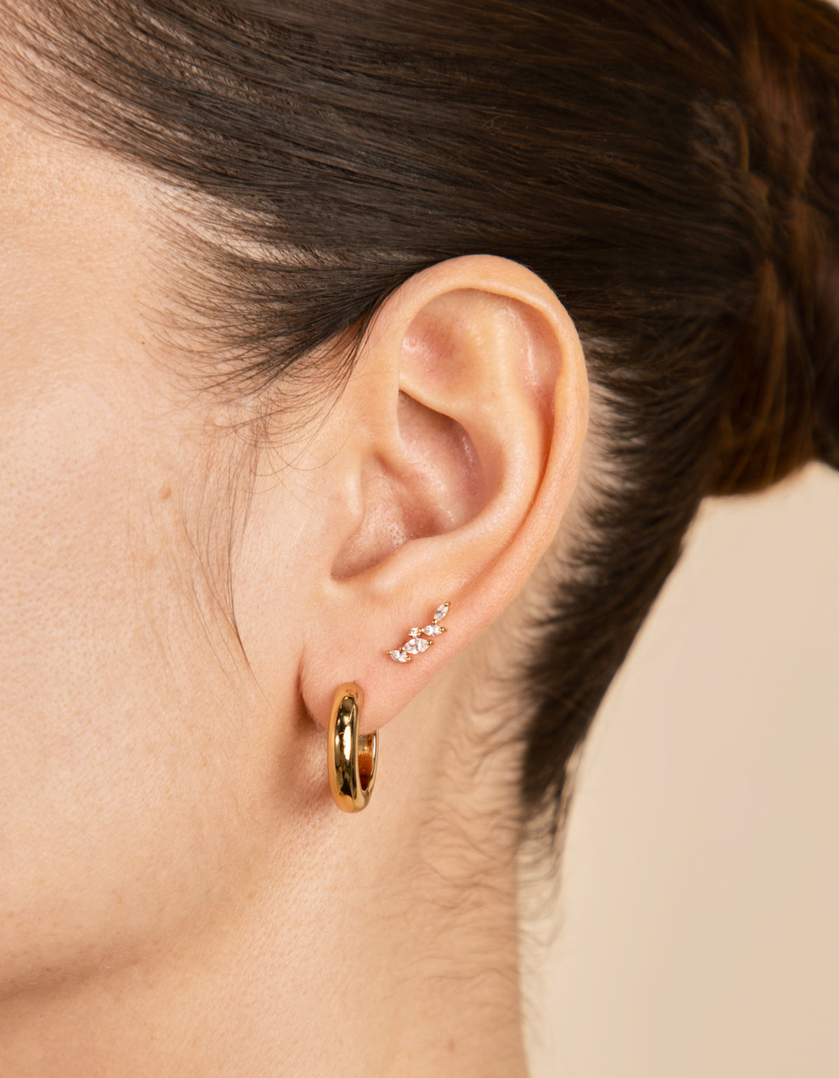 Navette Crystal Climber Studs - Gold
