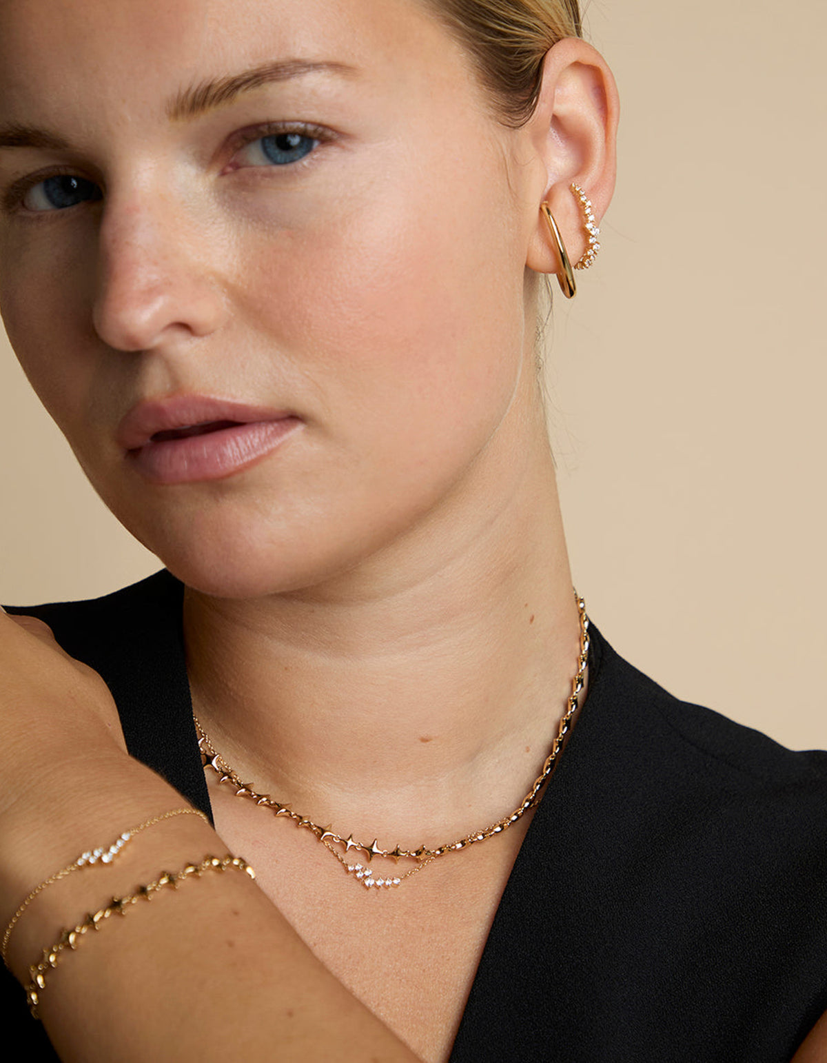 Orbit Crystal Studs - Gold