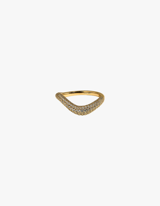 Wave Crystal Ring - Gold