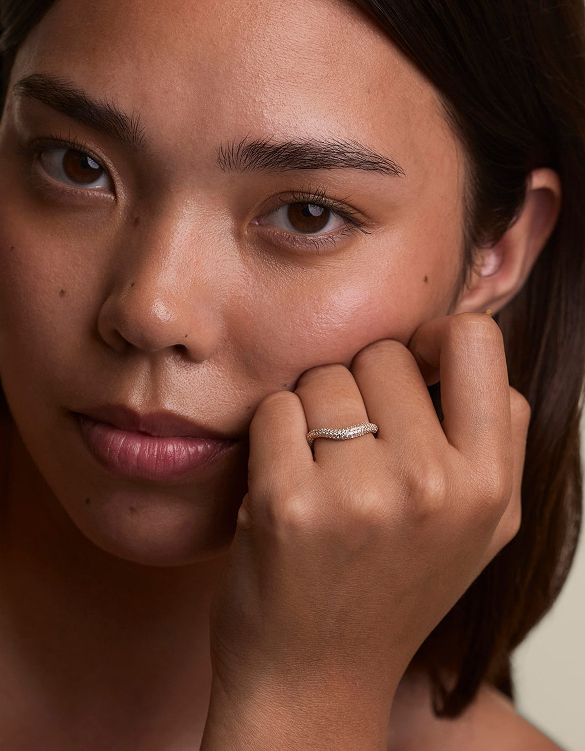 Wave Crystal Ring - Gold