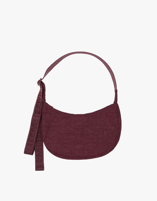 Small Nylon Crescent Bag - Mahogany