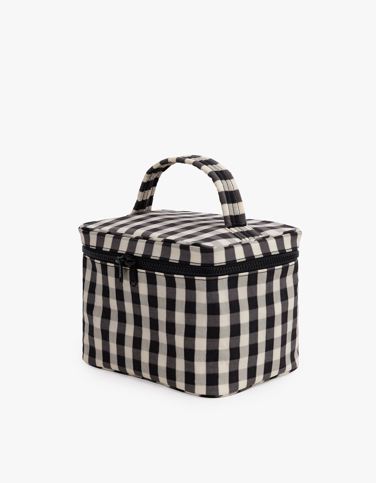 Large Cosmetic Case - Black And Cream Gingham