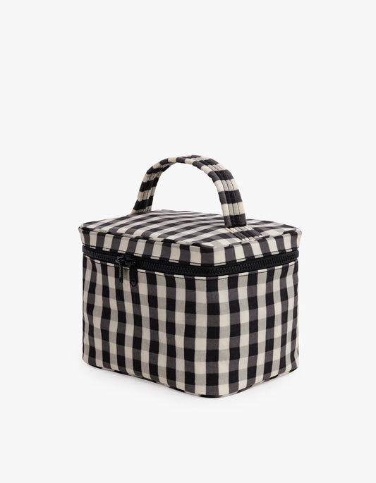 Large Cosmetic Case - Black And Cream Gingham