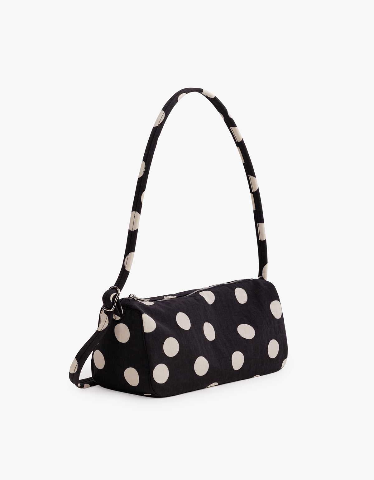 Nylon Loaf Bag - Black And Cream Polka Dot