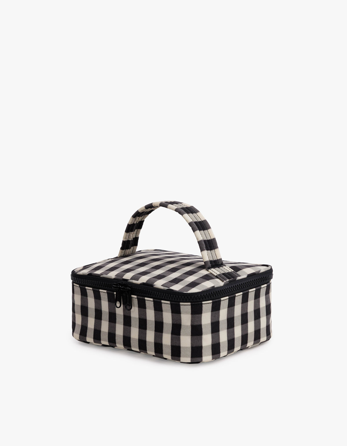 Small Cosmetic Case - Black And Cream Gingham