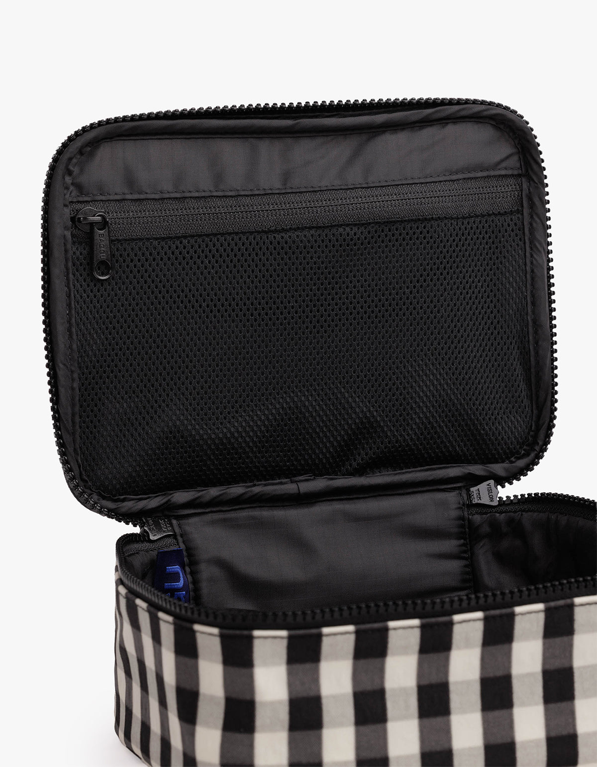 Small Cosmetic Case - Black And Cream Gingham