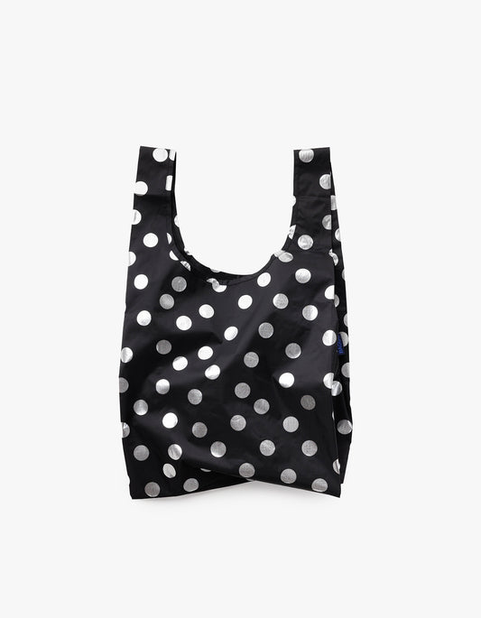 Standard Baggu - Silver Metallic Polka Dot