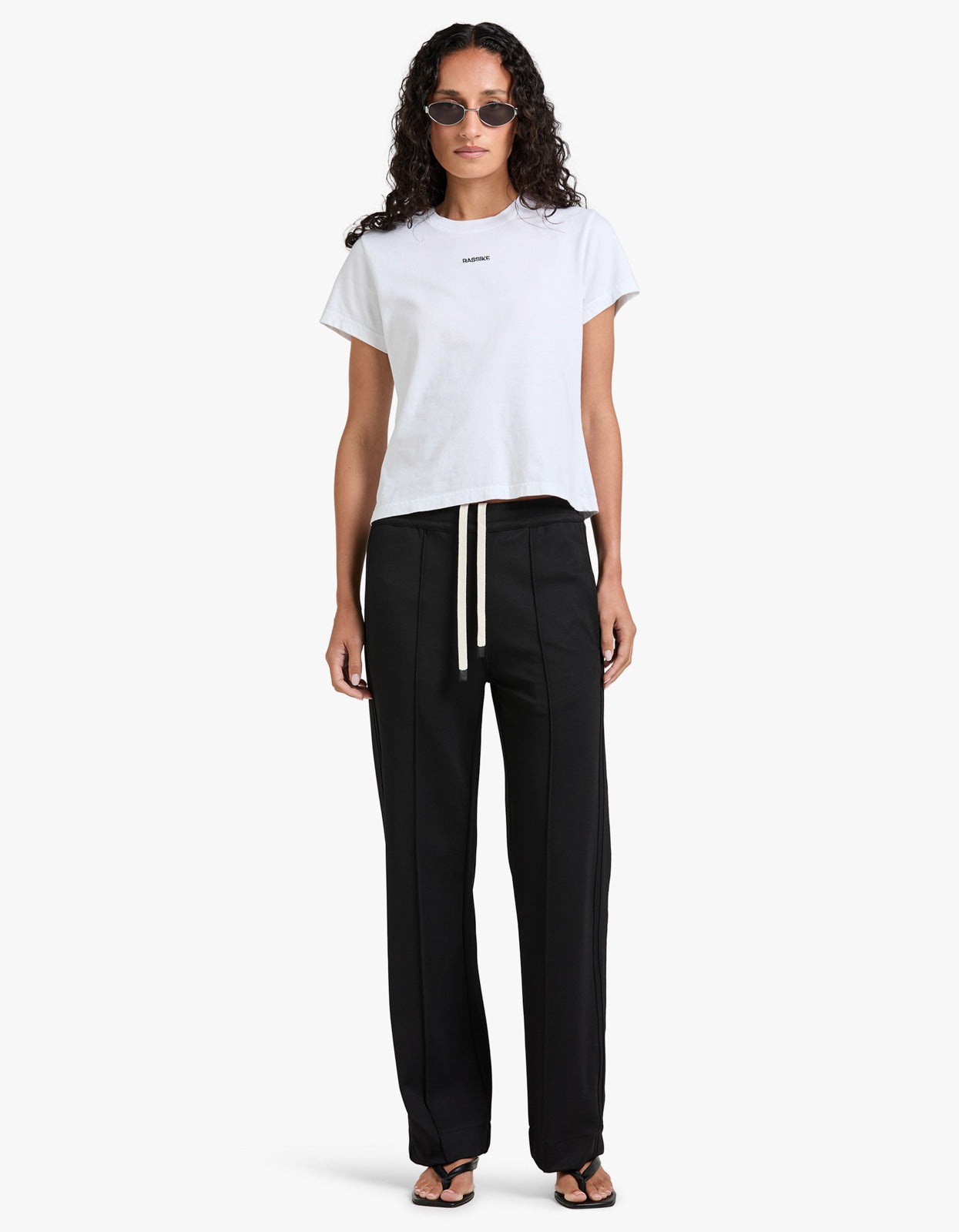 Twill Pinstitch Detail Pant - Black