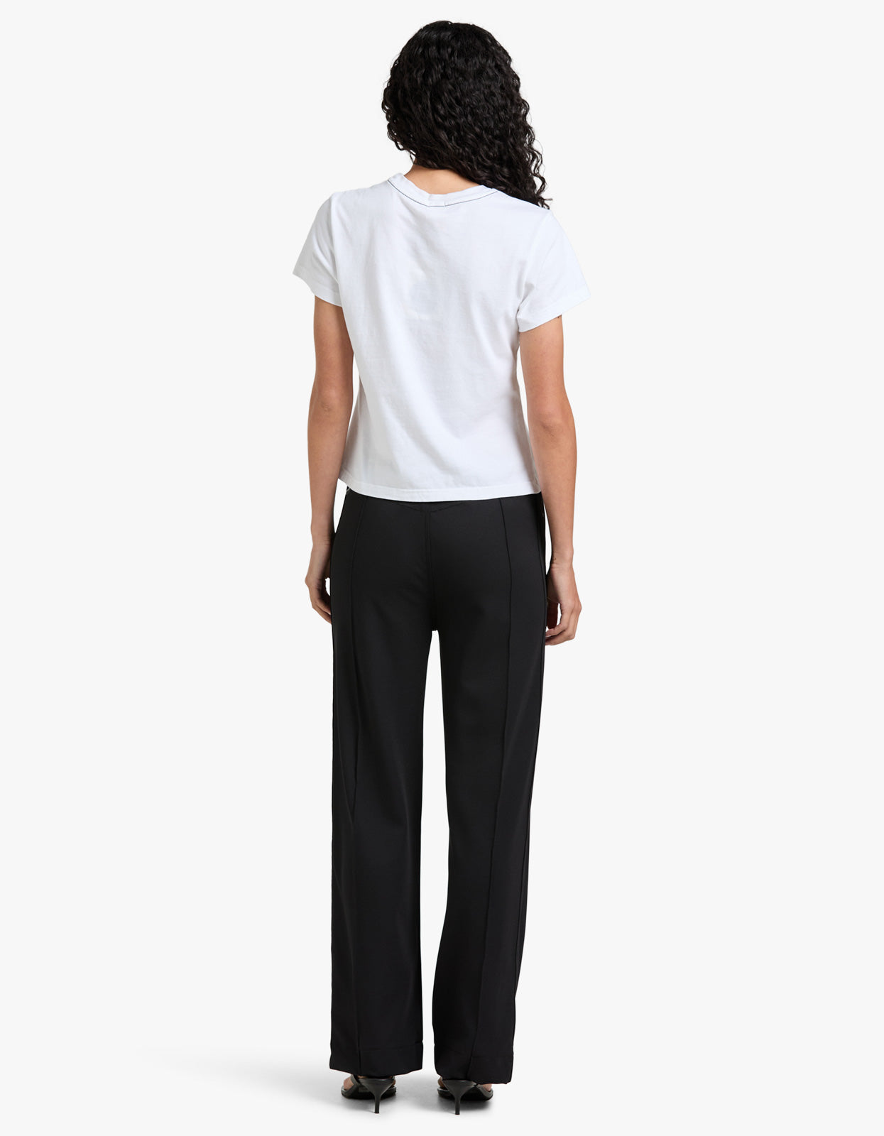 Twill Pinstitch Detail Pant - Black