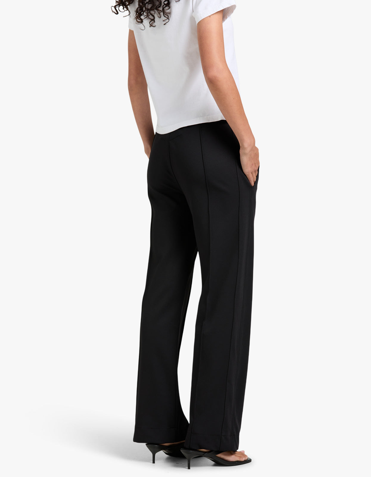 Twill Pinstitch Detail Pant - Black