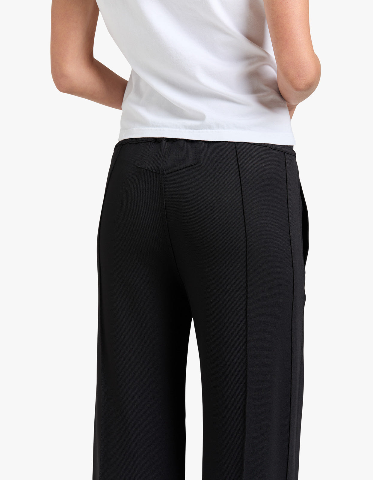 Twill Pinstitch Detail Pant - Black