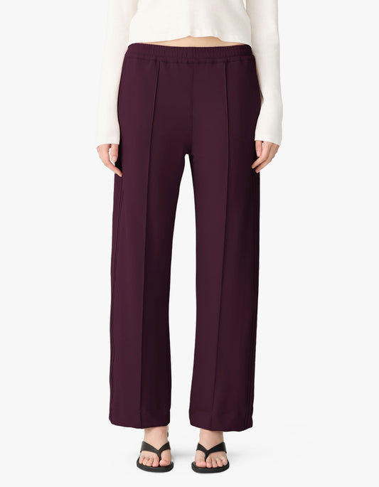 Twill Pinstitch Detail Pant - Dark Plum