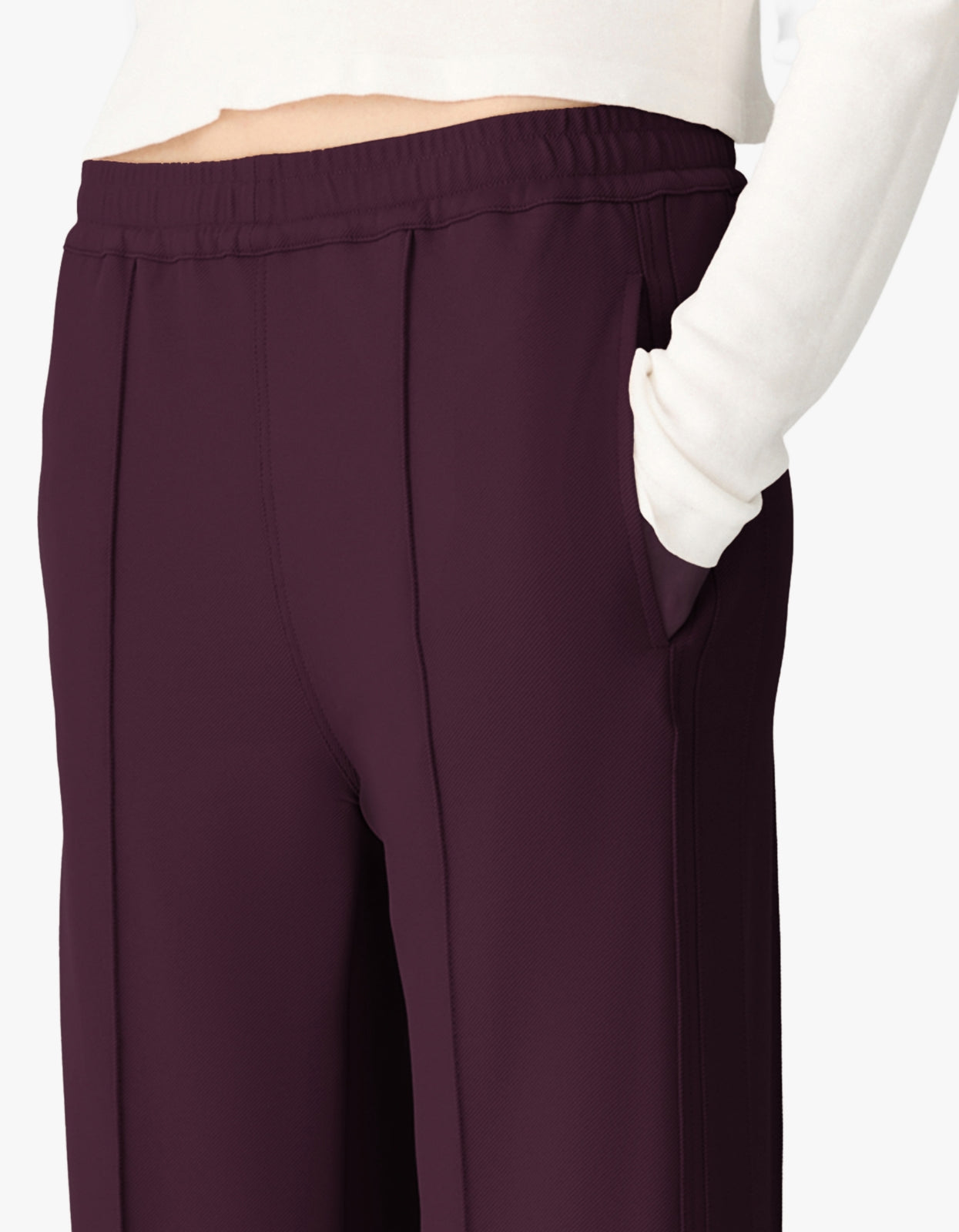 Twill Pinstitch Detail Pant - Dark Plum