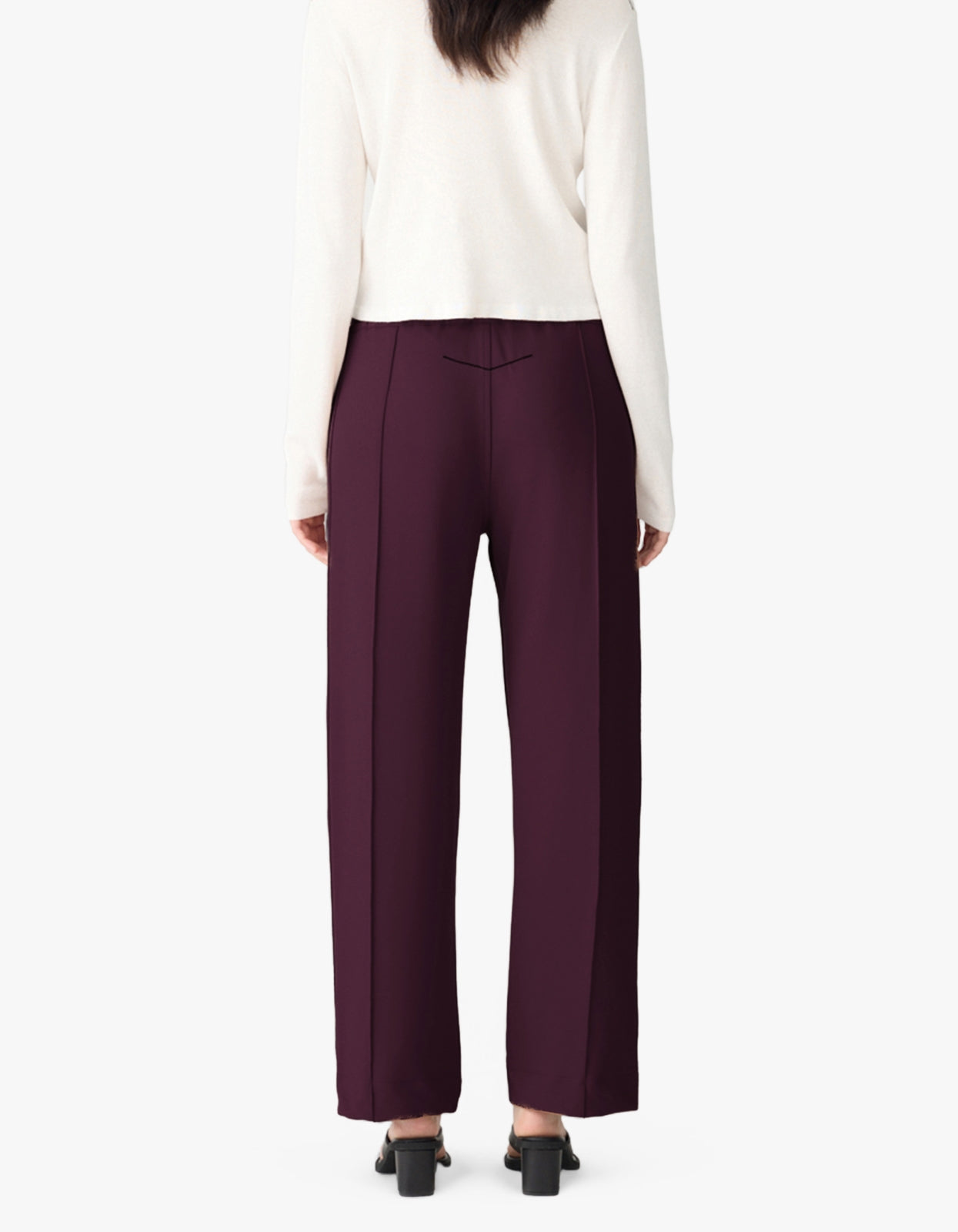 Twill Pinstitch Detail Pant - Dark Plum