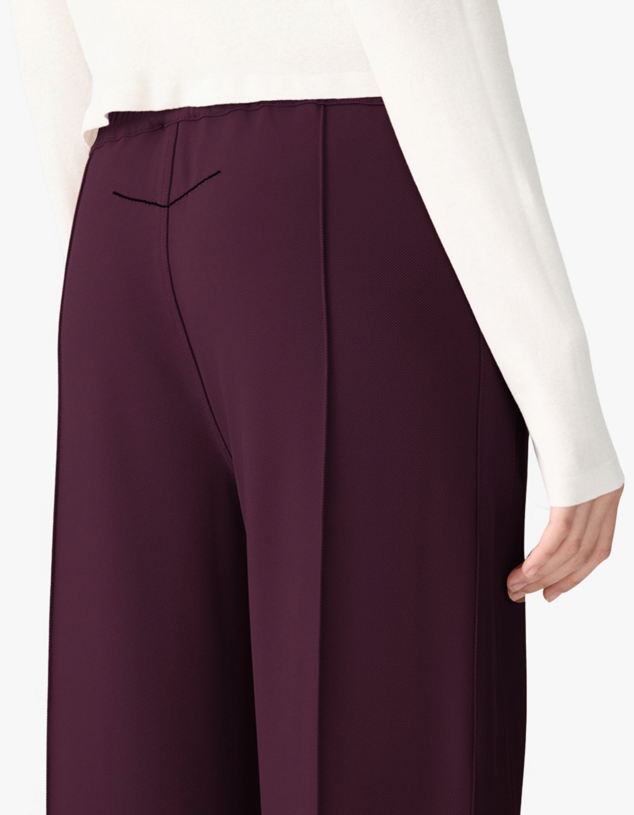 Twill Pinstitch Detail Pant - Dark Plum