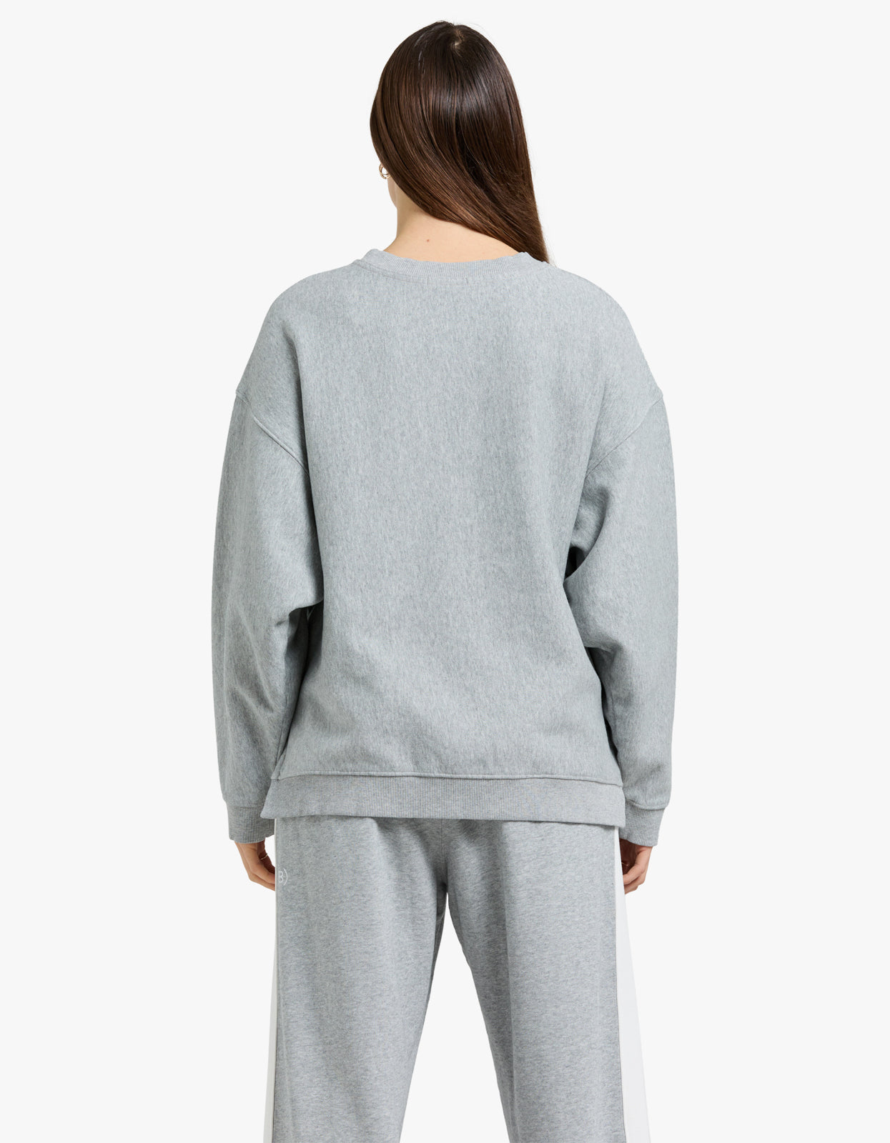 Fleece Split Hem Crew Sweat - Grey Marle