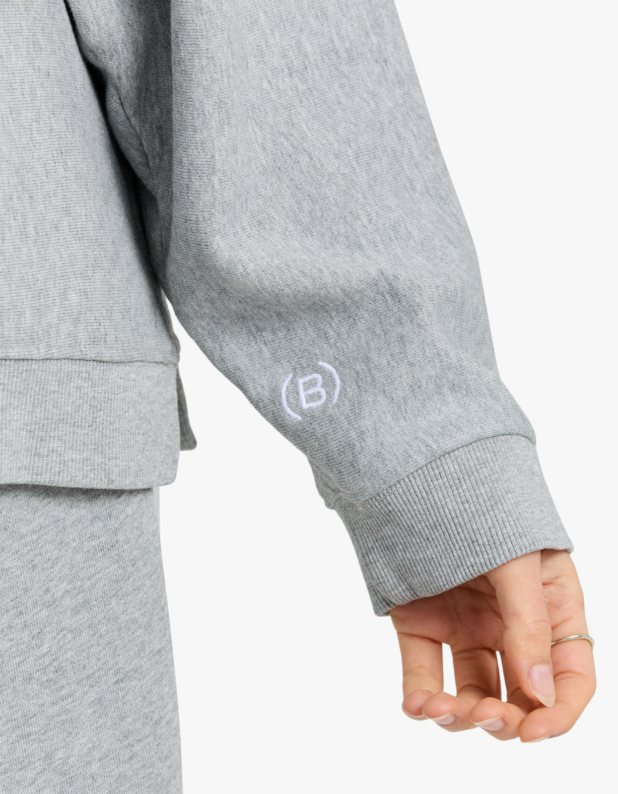 Fleece Split Hem Crew Sweat - Grey Marle