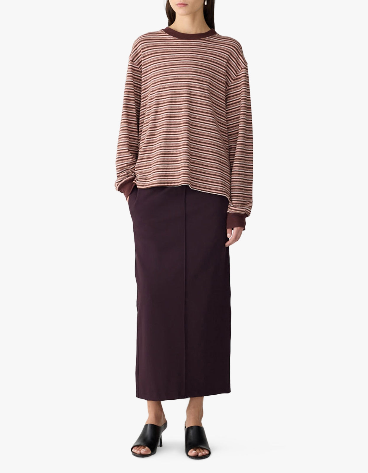 Stripe Slouch L/S T-Shirt - Pink/Orange/Plum