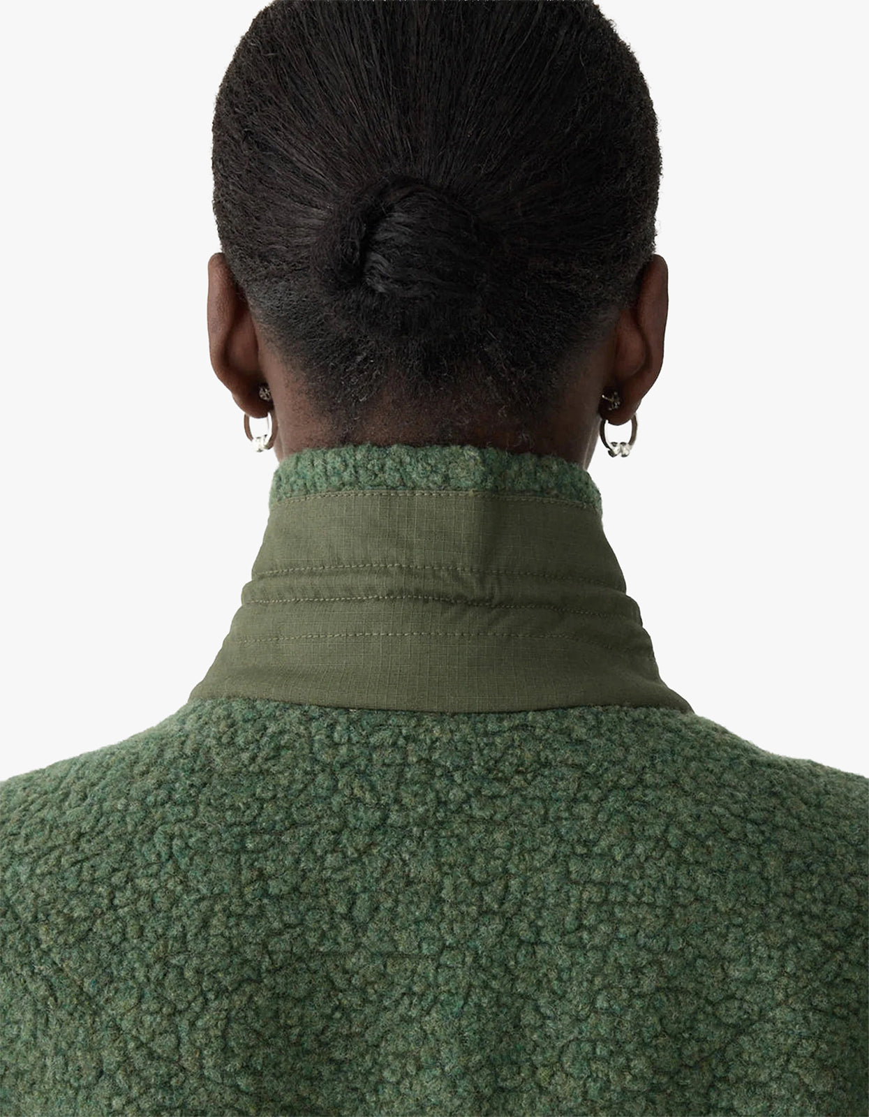 Textured Wool Popover Vest - Dark Green