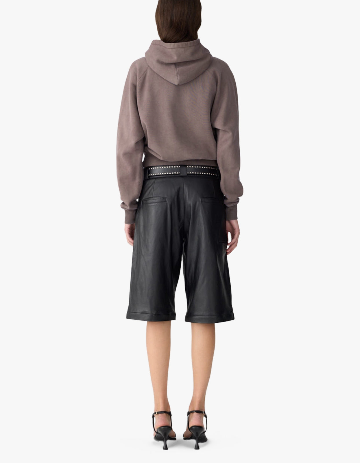 Fleece Cropped Hoodie - Washed Carob