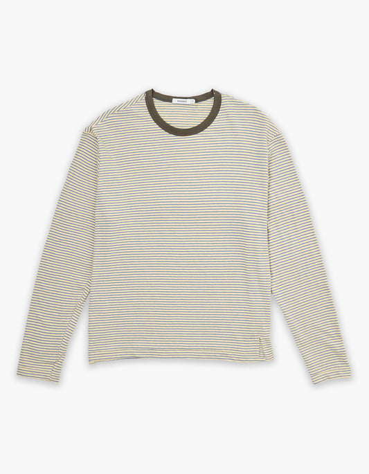 Stripe Boyfriend Htg L/S T-S - Yellow/Purple