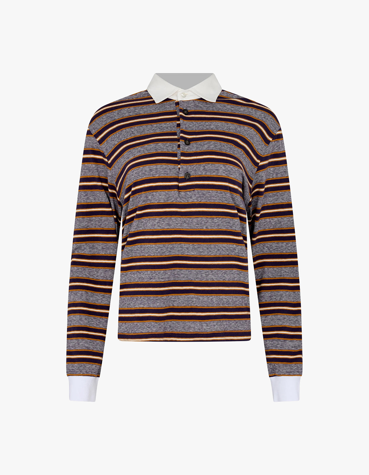 Vintage Stripe L/S Polo - Purple/Gold Stripe