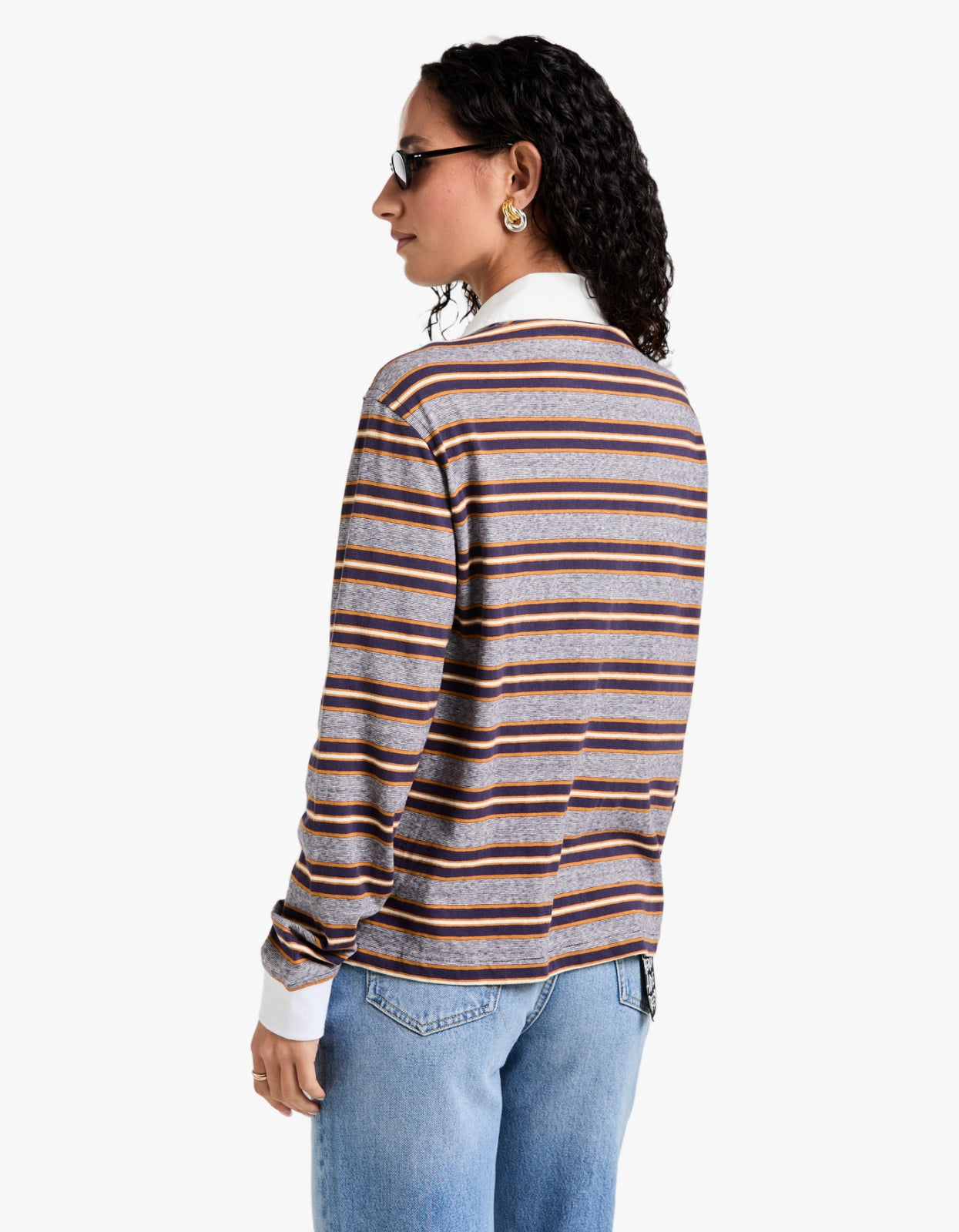 Vintage Stripe L/S Polo - Purple/Gold Stripe