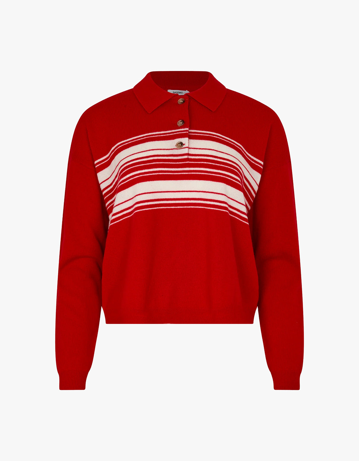 Lightweight Wool Cashmere Polo - Red/Natural