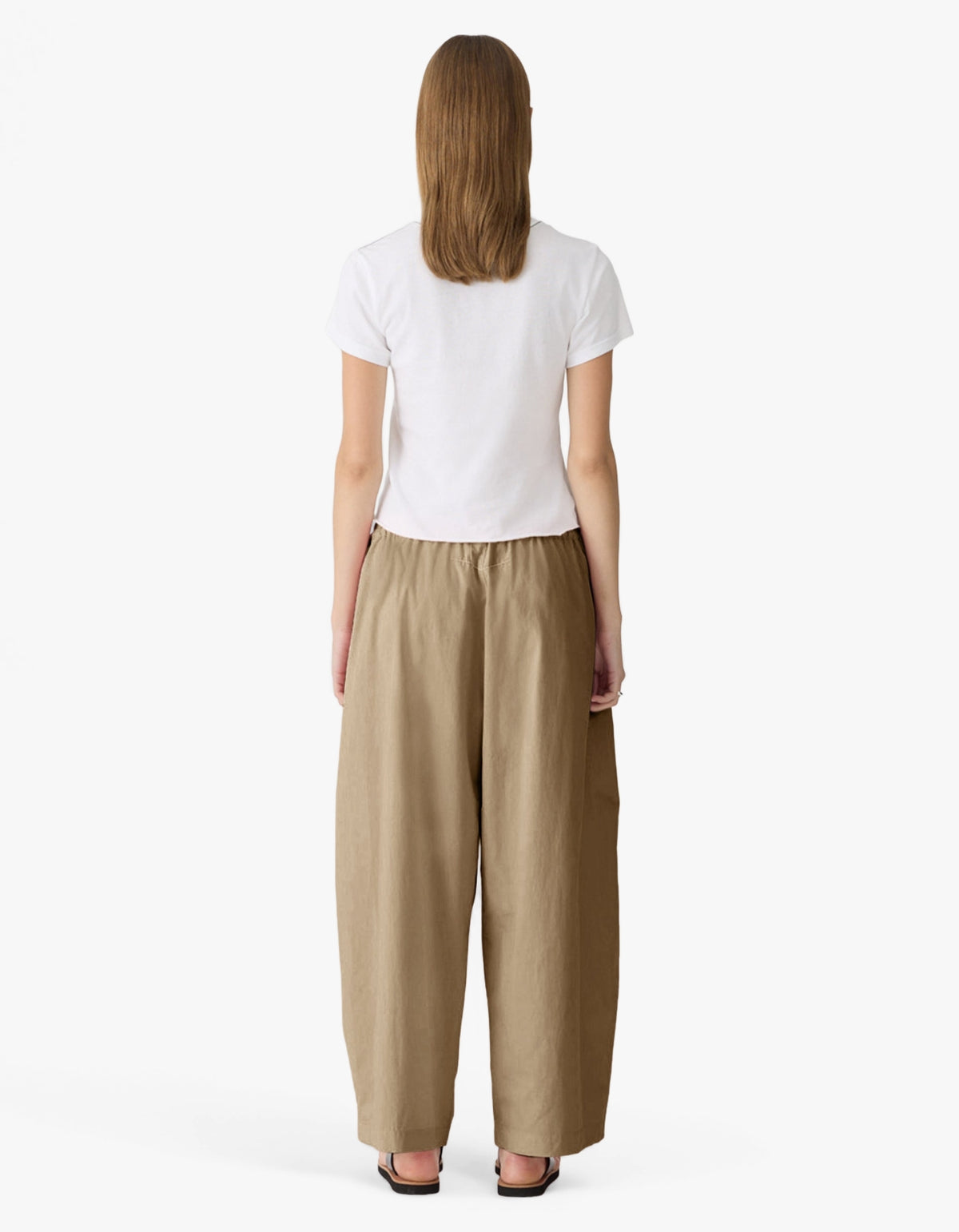 Crushed Cotton Pleated Pant - Taupe