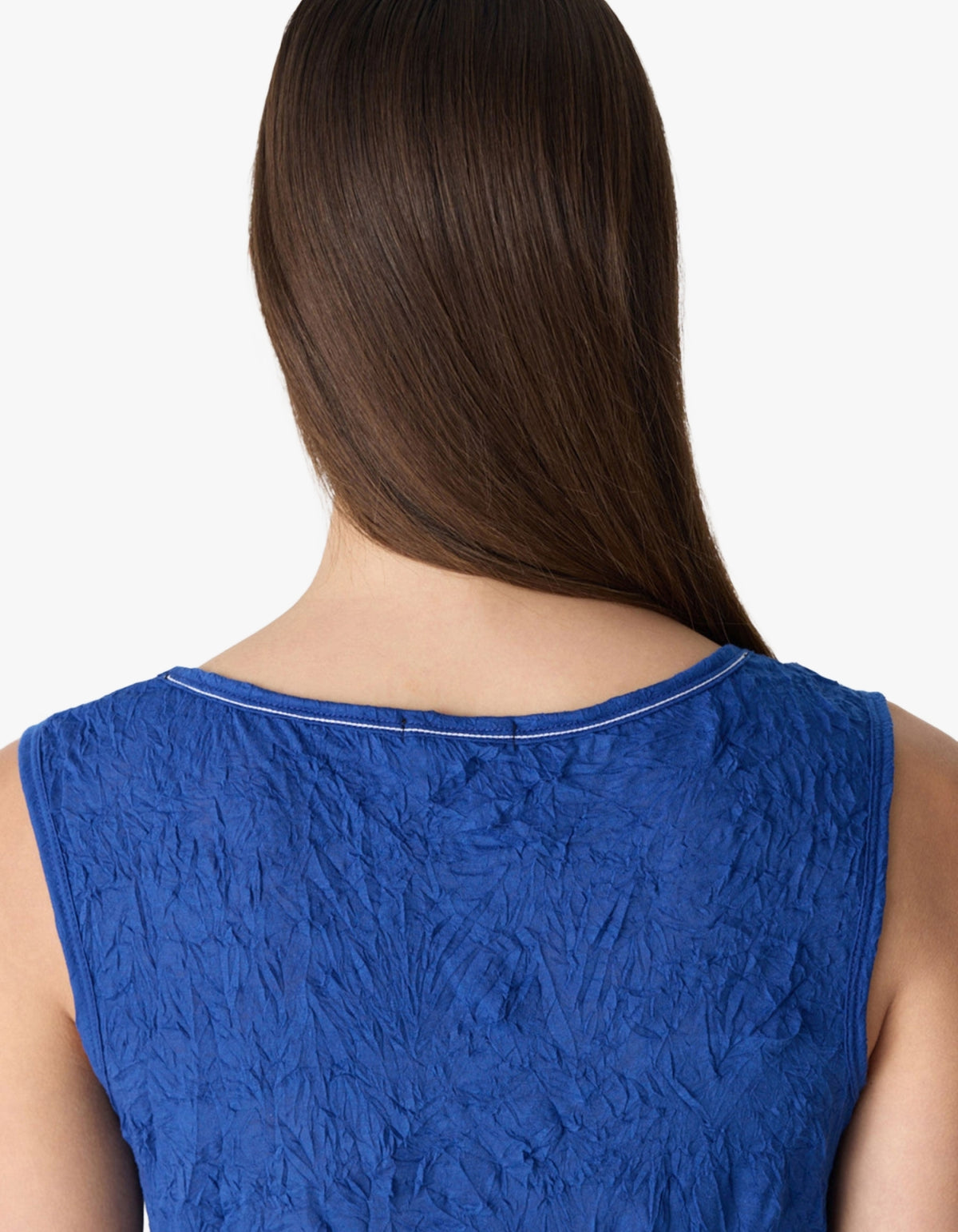 Crinkle V-Neck Tank - Cobalt
