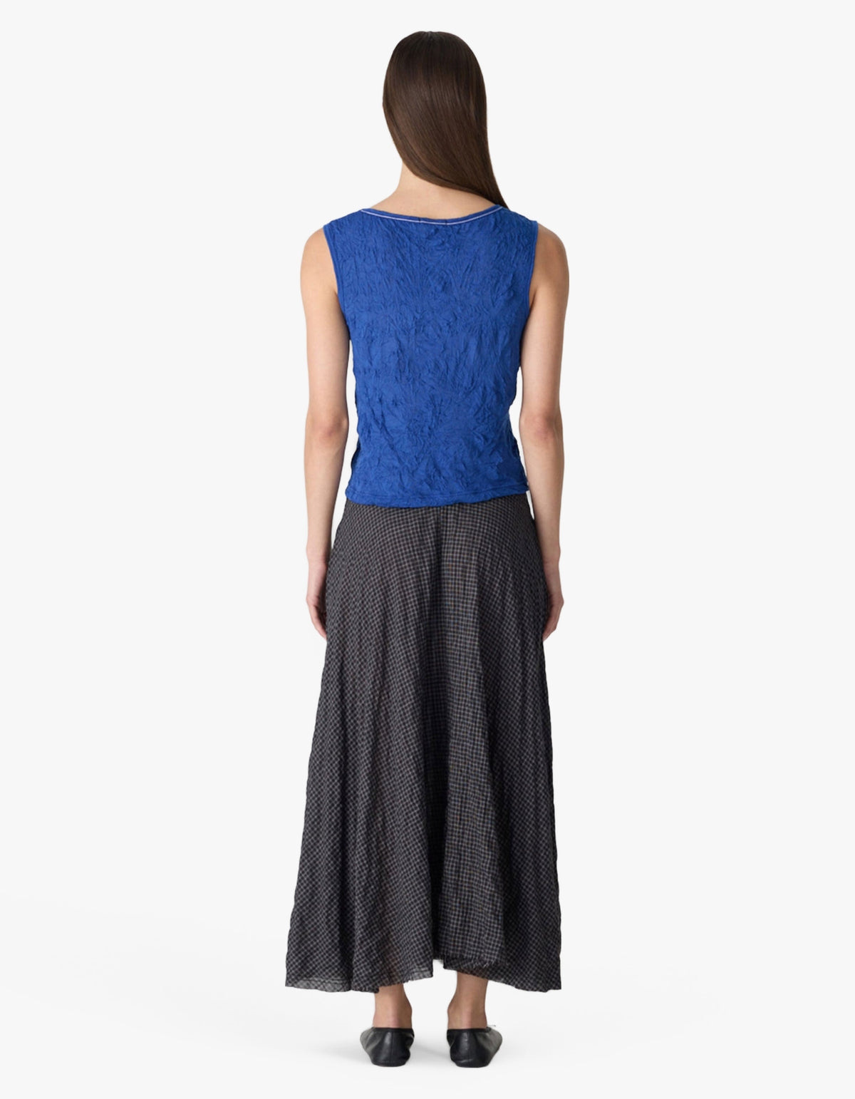 Crinkle V-Neck Tank - Cobalt
