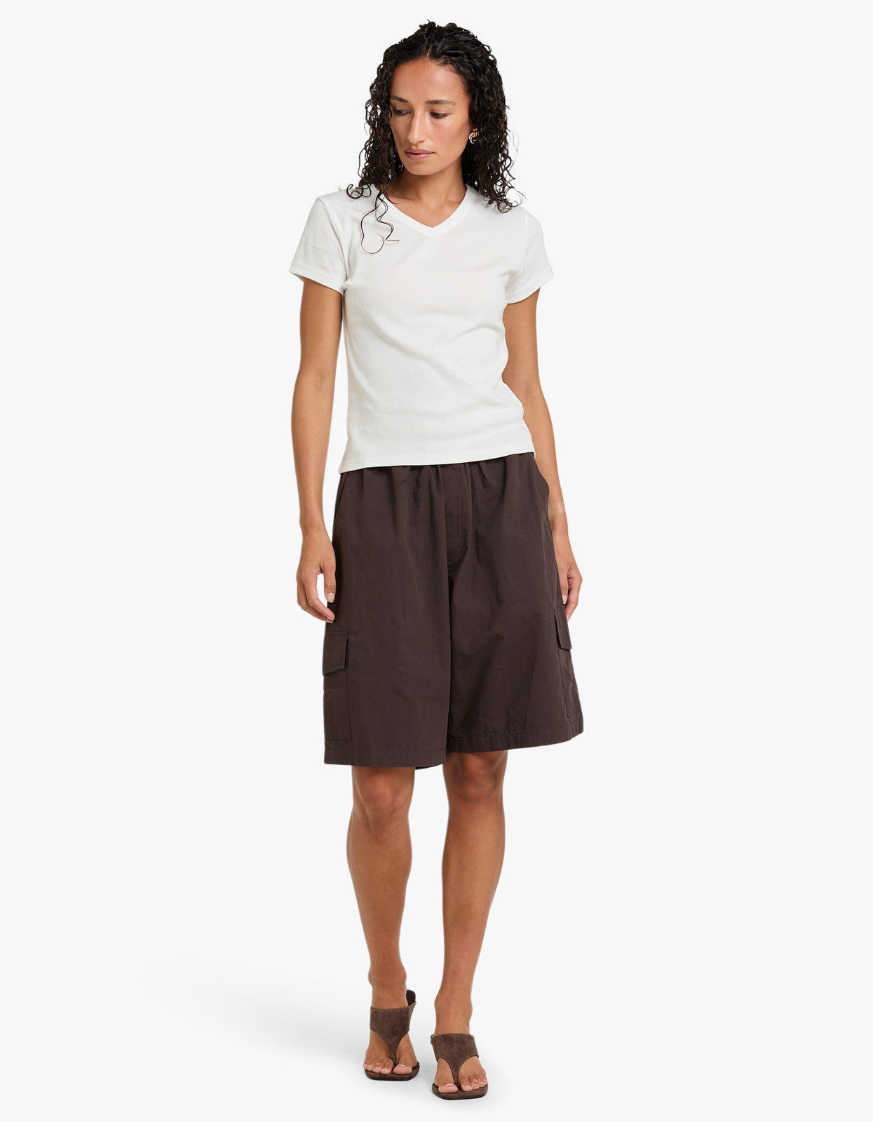 Crushed Cotton Cargo Short - Chocolate Brown