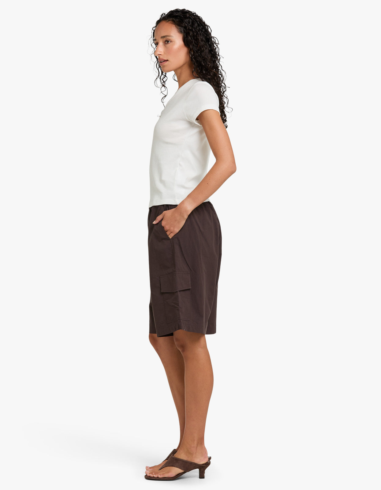 Crushed Cotton Cargo Short - Chocolate Brown