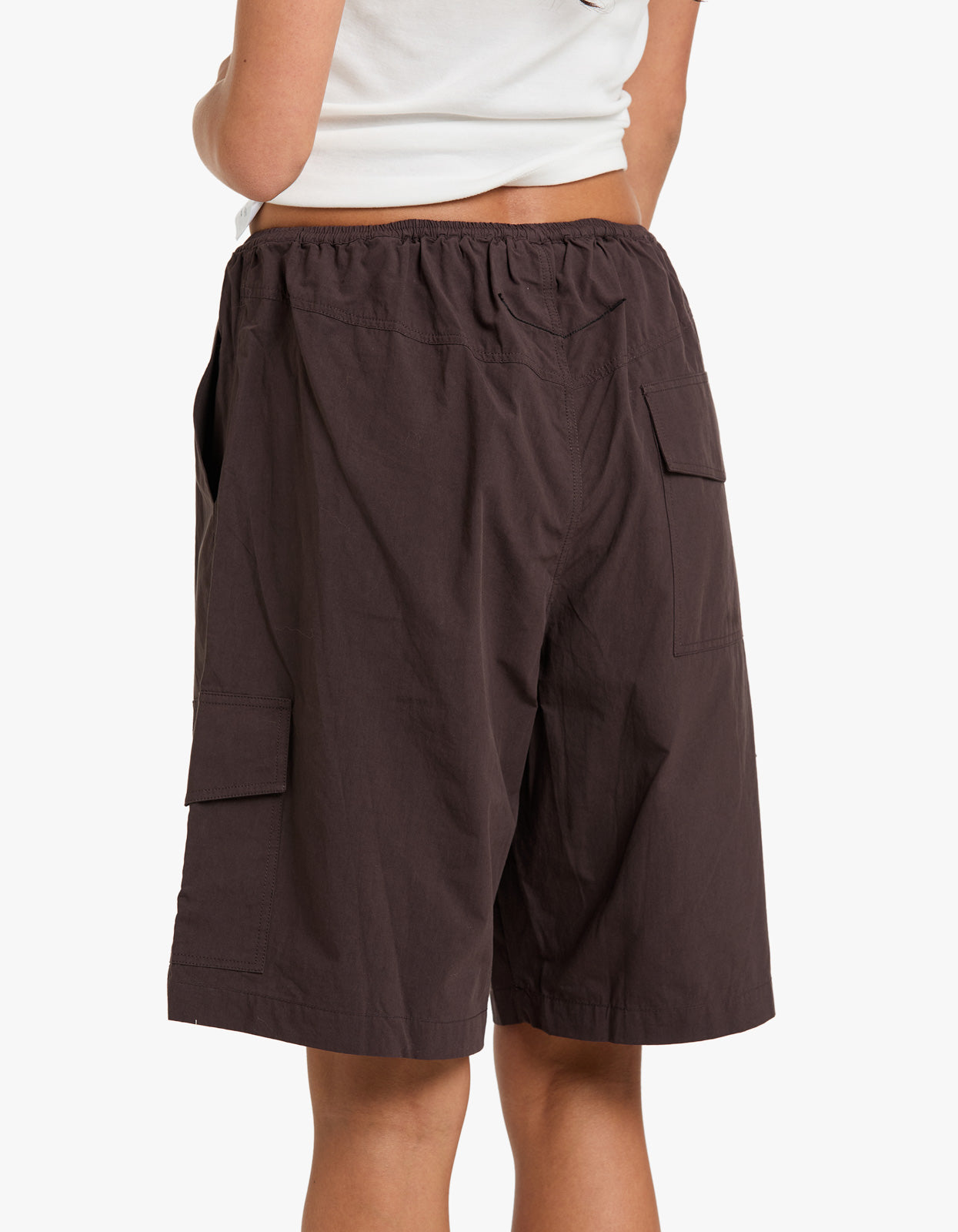 Crushed Cotton Cargo Short - Chocolate Brown