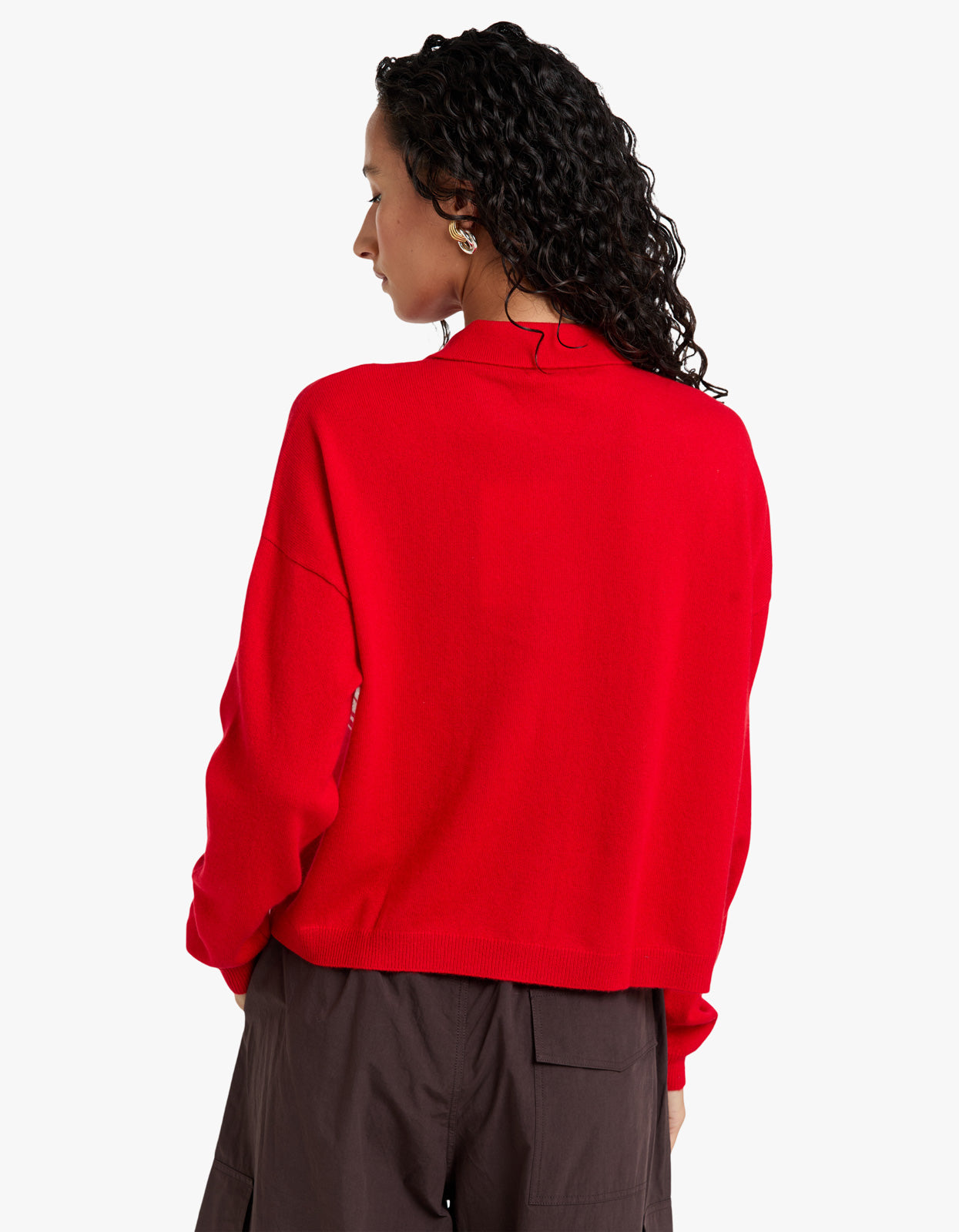 Lightweight Wool Cashmere Polo - Red/Natural