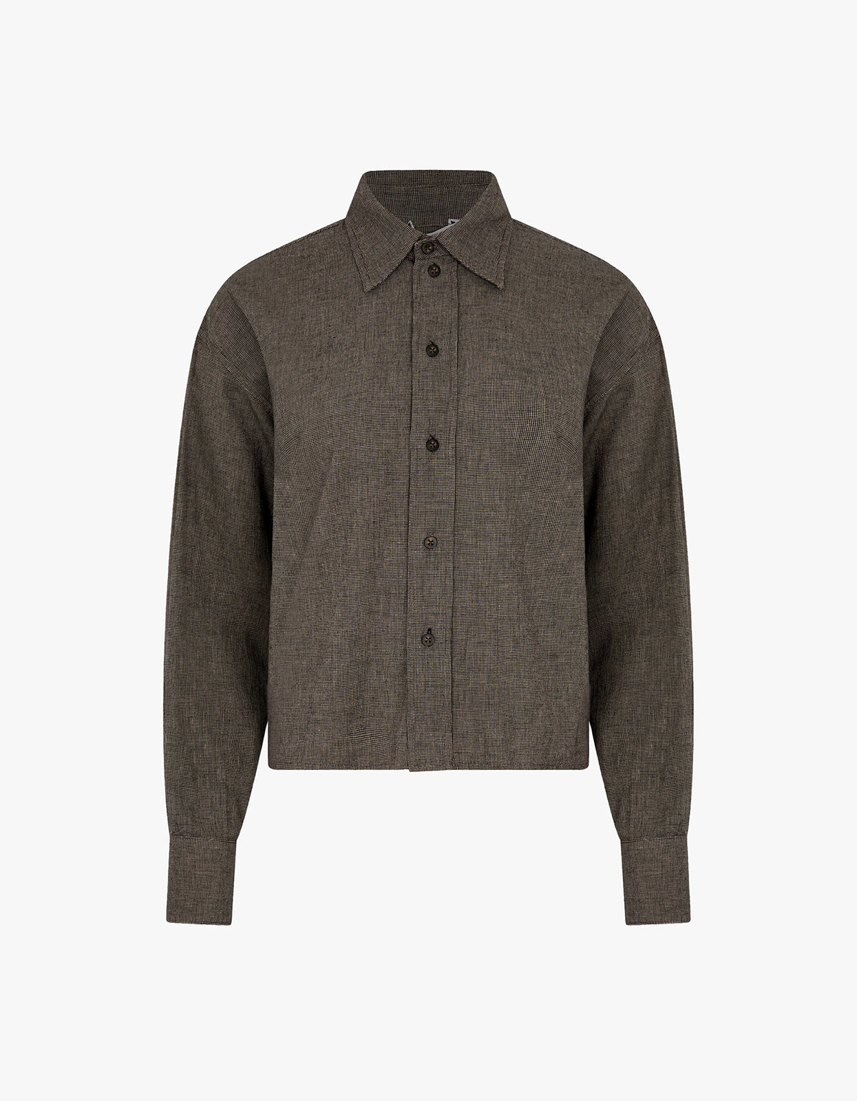 Mini Houndstooth Crop Shirt - Black/Natural Mini Houndstooth