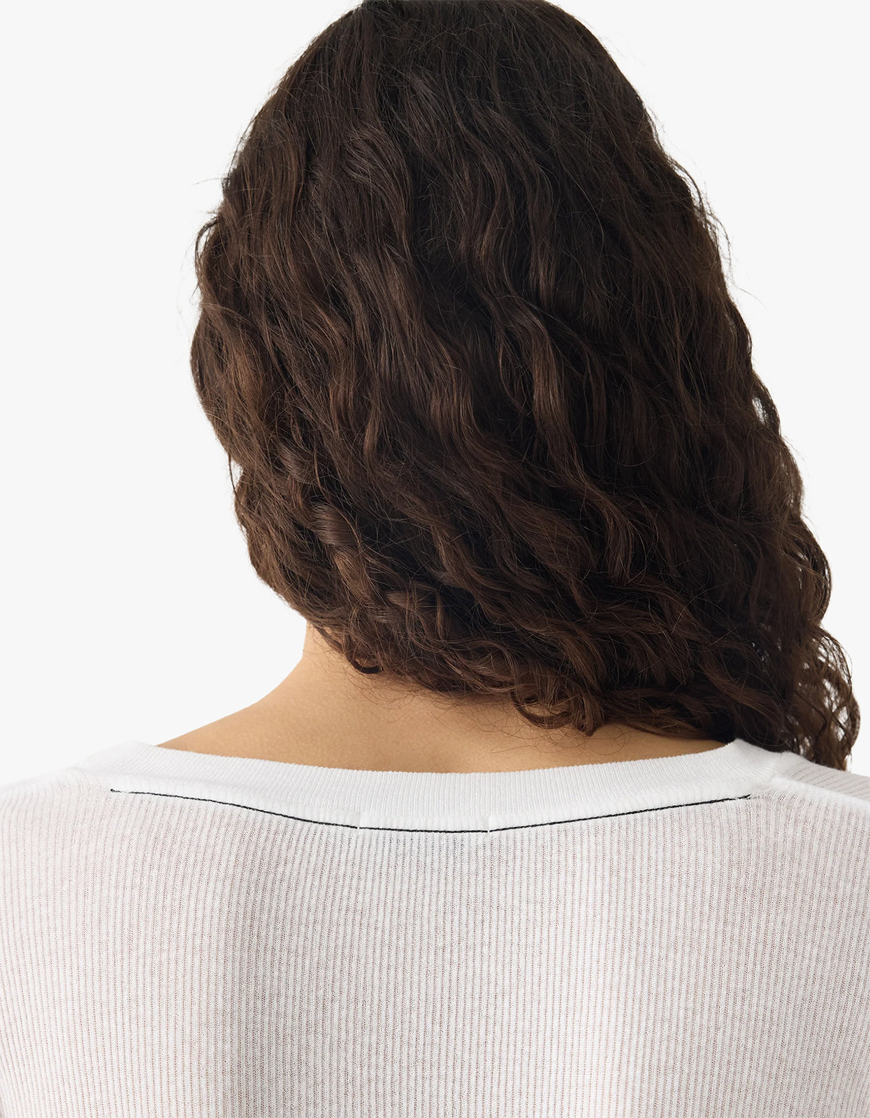 Sheer Rib L/S T-Shirt - White