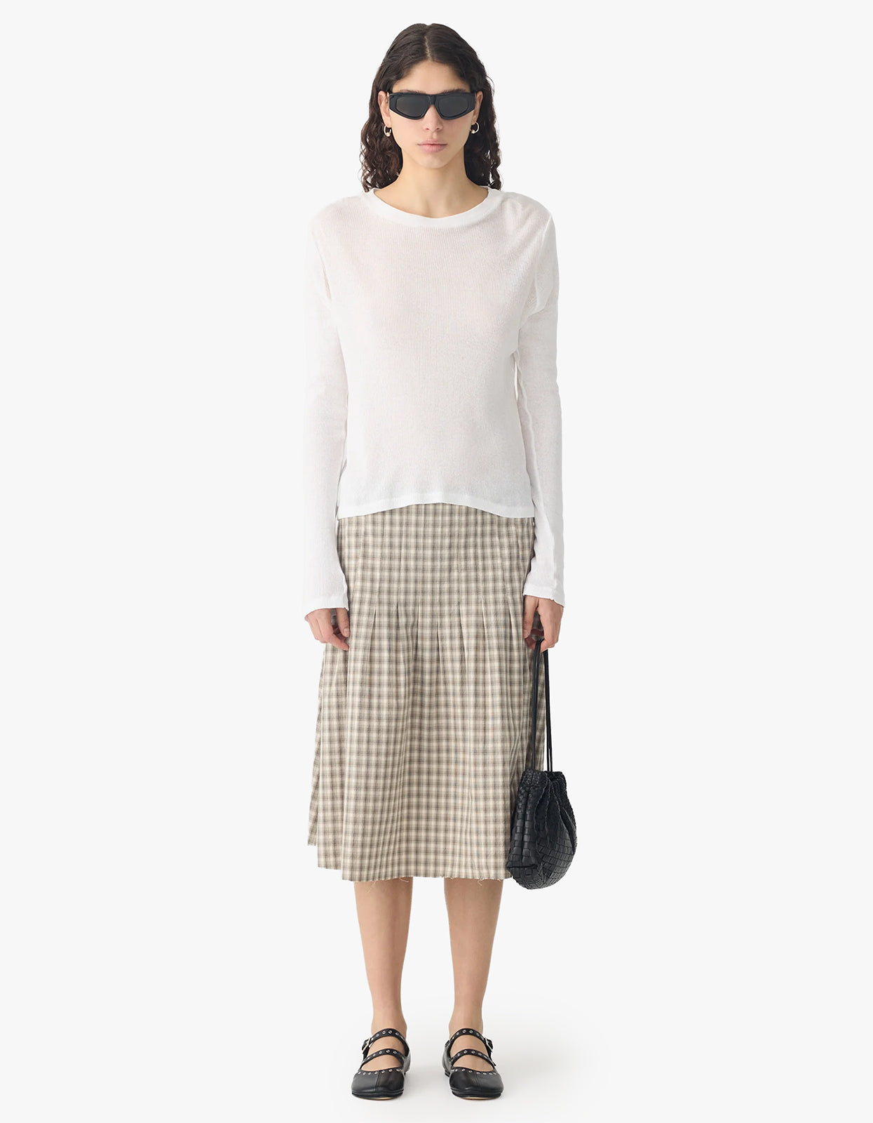 Sheer Rib L/S T-Shirt - White