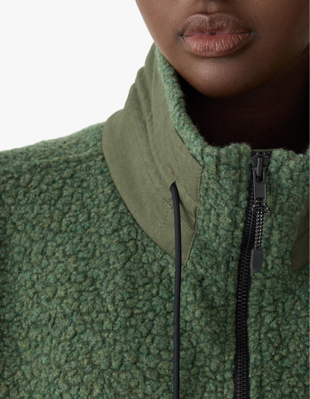 Textured Wool Popover Vest - Dark Green