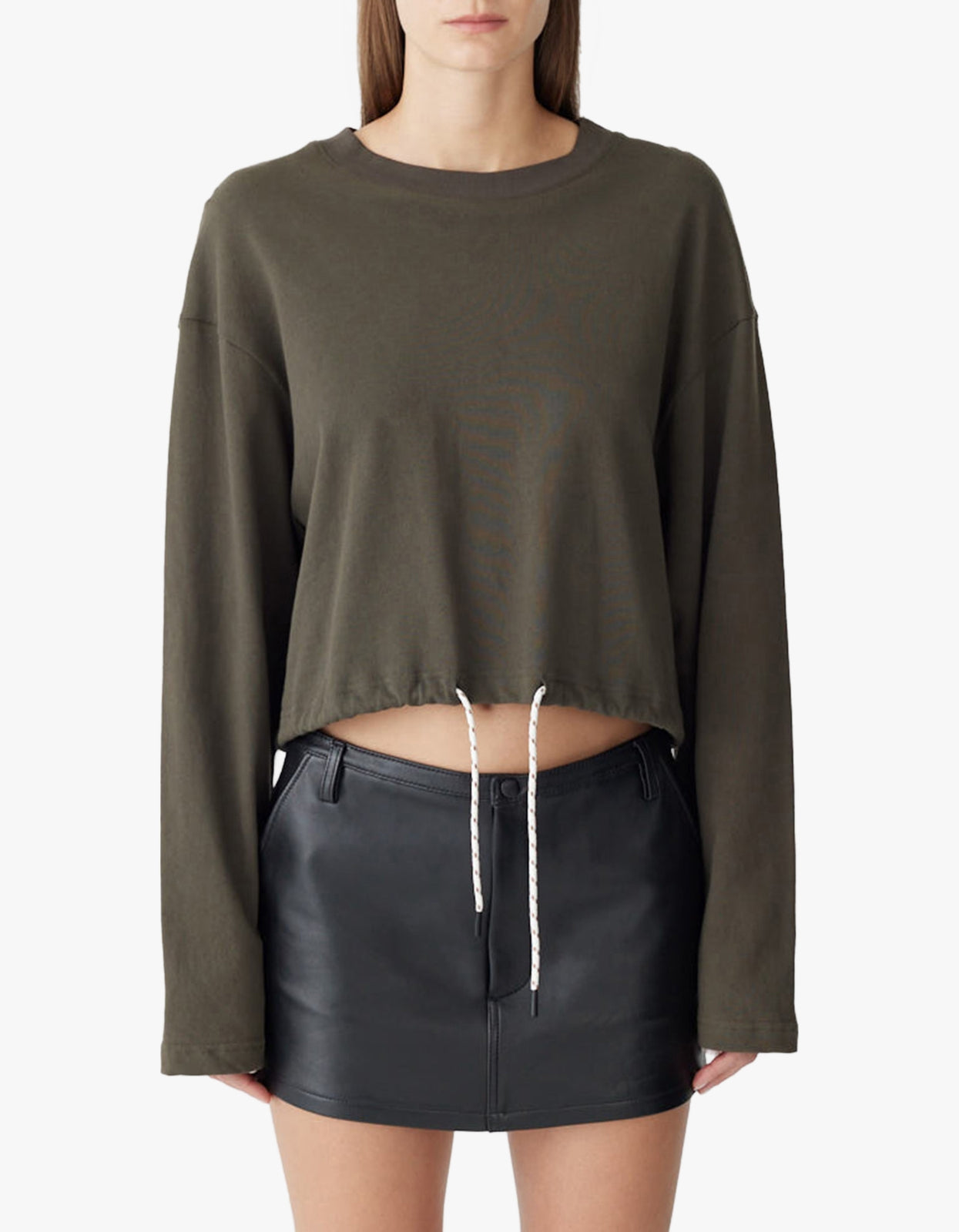 Terry Drawstring L/S T-Shirt - Ash