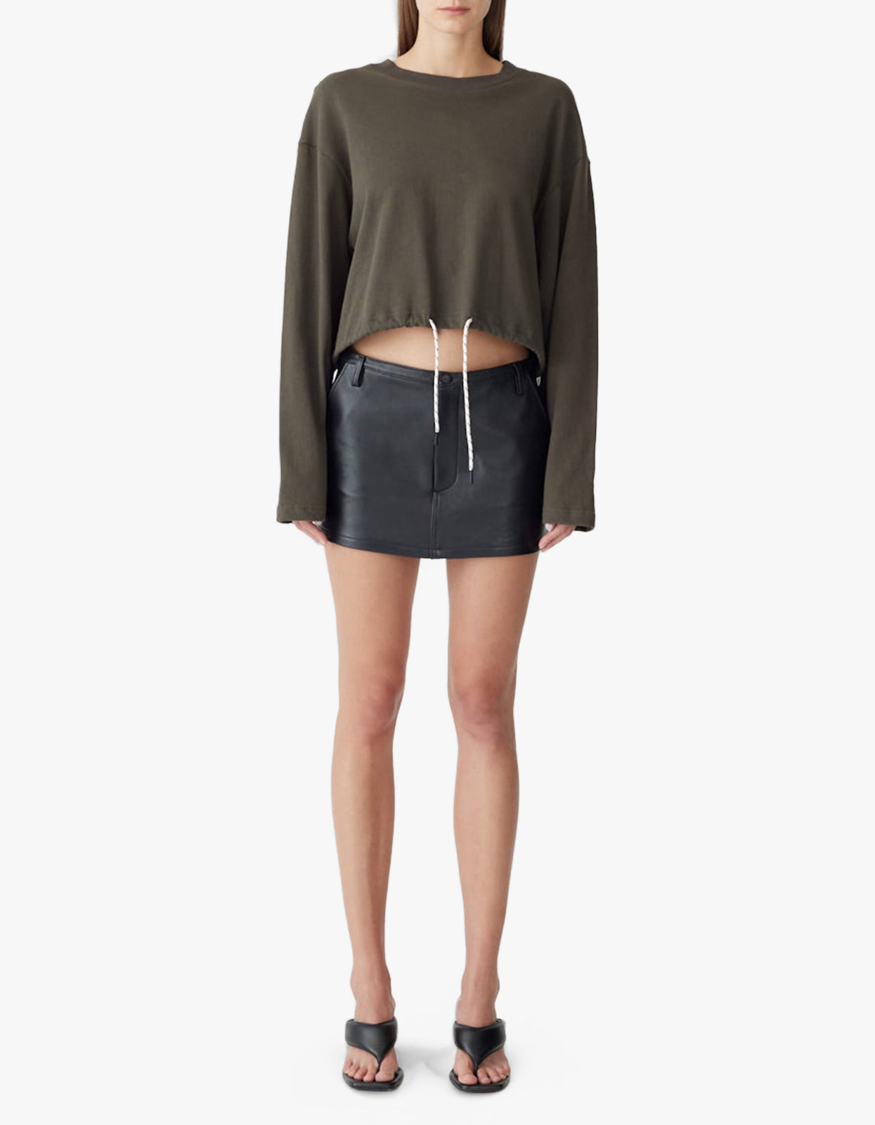 Terry Drawstring L/S T-Shirt - Ash