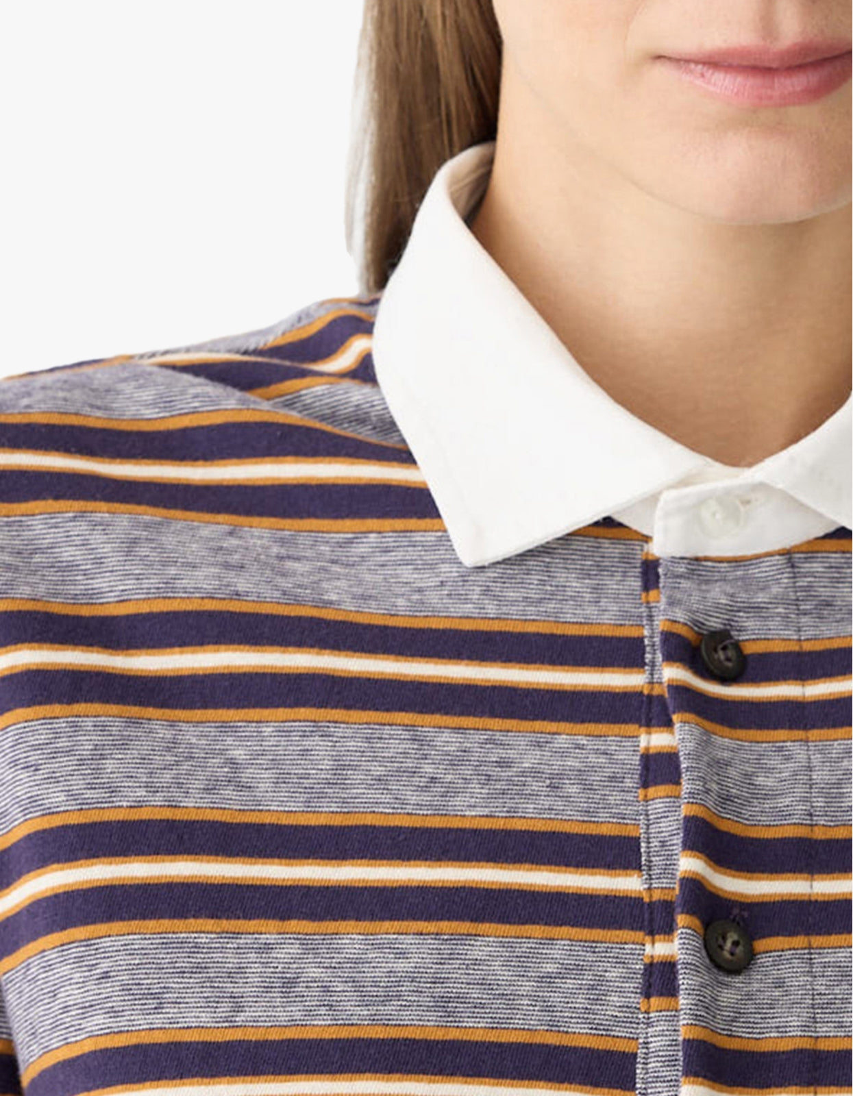 Vintage Stripe L/S Polo - Purple/Gold Stripe