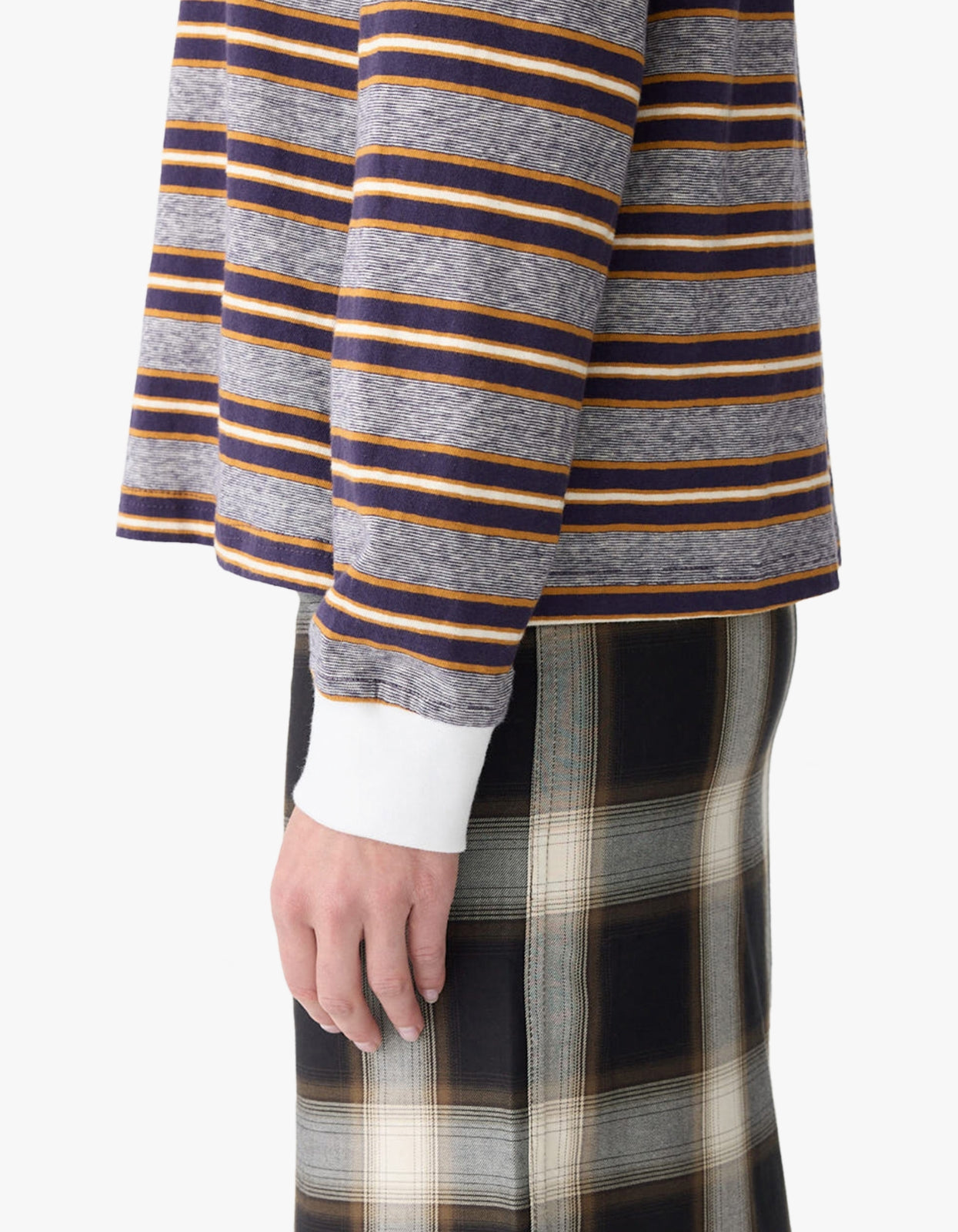 Vintage Stripe L/S Polo - Purple/Gold Stripe