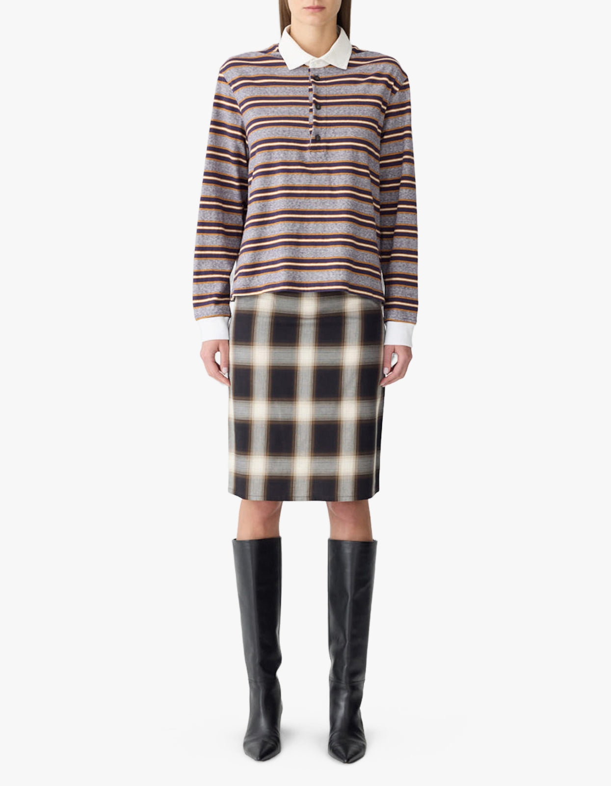 Vintage Stripe L/S Polo - Purple/Gold Stripe