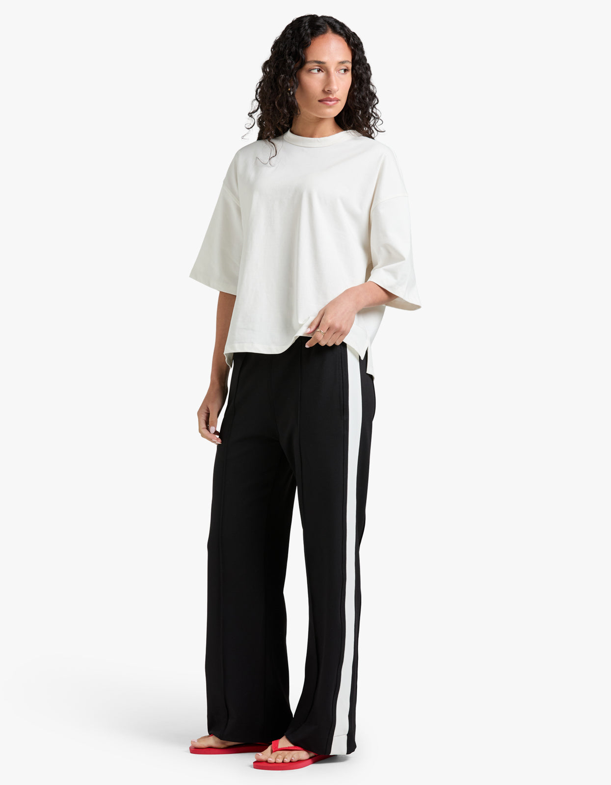 Twill Stripe Detail Pant - Black/White