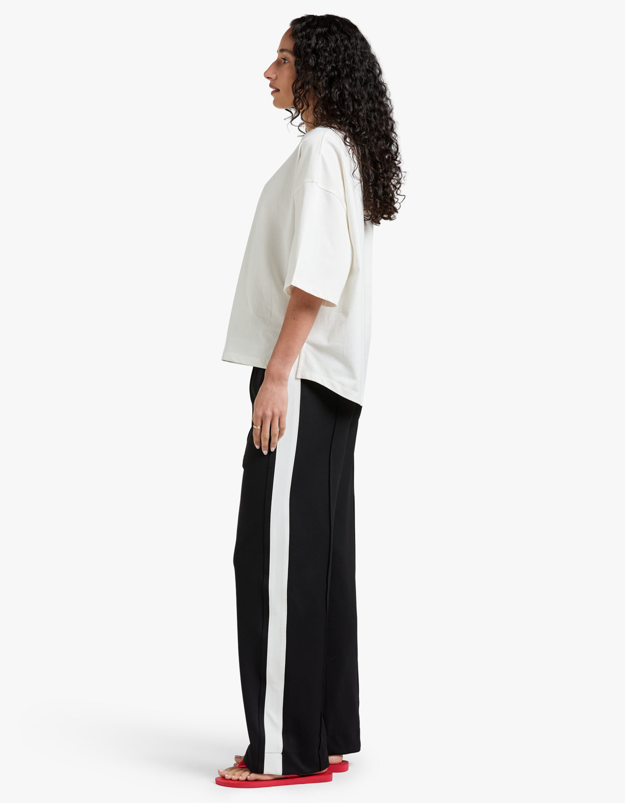 Twill Stripe Detail Pant - Black/White