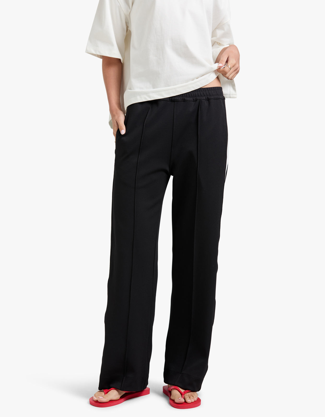 Twill Stripe Detail Pant - Black/White